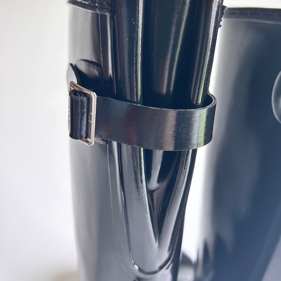 Hunter Black Rubber Knee High Glossy Rain Boots size size EUR 40, US 9.5 - Picture 7 of 16